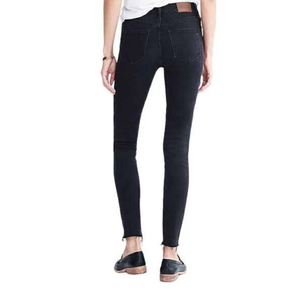 Madewell Black High-Rise Distressed Raw Hem Skinny Jeans Size 29T - Picture 3 of 9